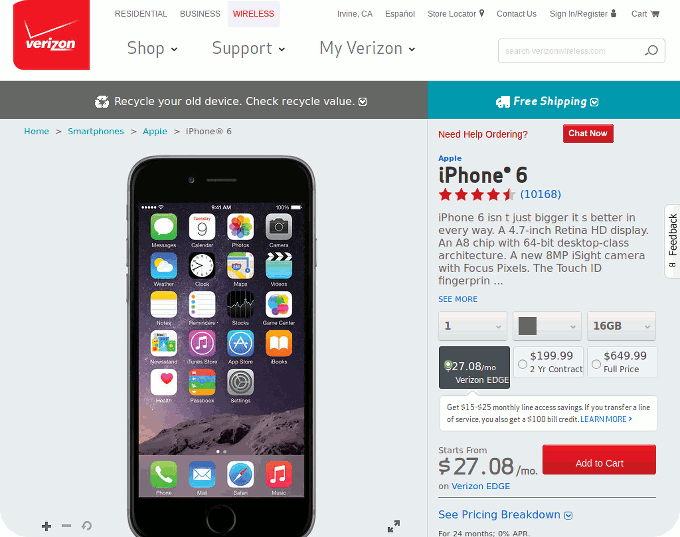 Iphone 6 detail page